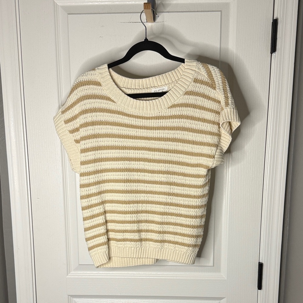 Blu Pepper Cream and Tan Striped Sweater